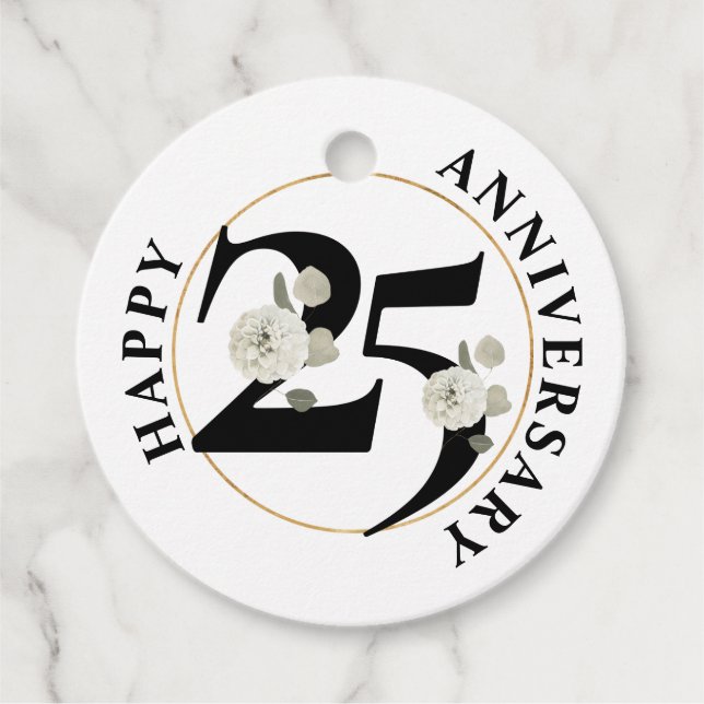 Elegant 25-jähriges Jubiläum Geschenkanhänger (Vorderseite)