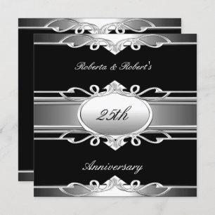 Elegant 25. Jubiläum Schwarzes Silber Einladung