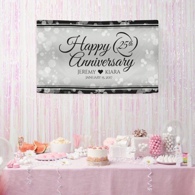 Elegant 25. Silberhochzeit Banner (Party)