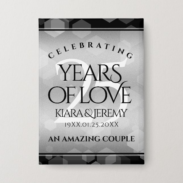 Elegant 25. Silberhochzeit Button (Vorderseite)