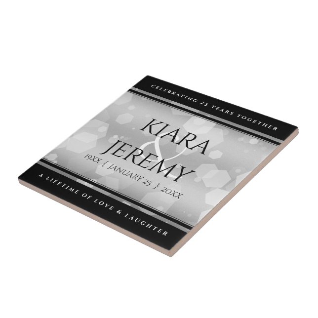 Elegant 25. Silberhochzeit Fliese (Seite)