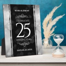 Elegant 25. Silberhochzeit Fotoplatte