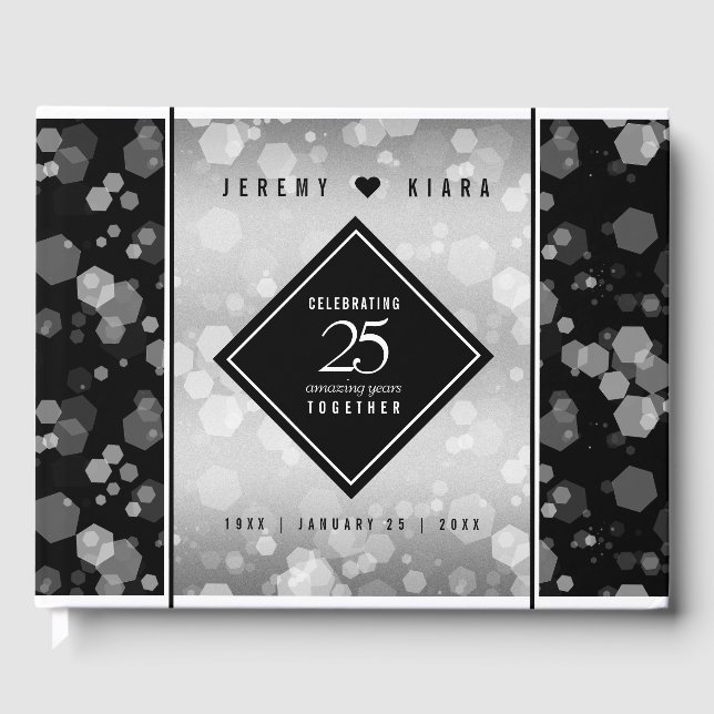 Elegant 25. Silberhochzeit Gästebuch (Vorderseite)