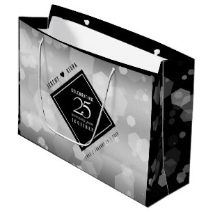 Elegant 25. Silberhochzeit Große Geschenktüte