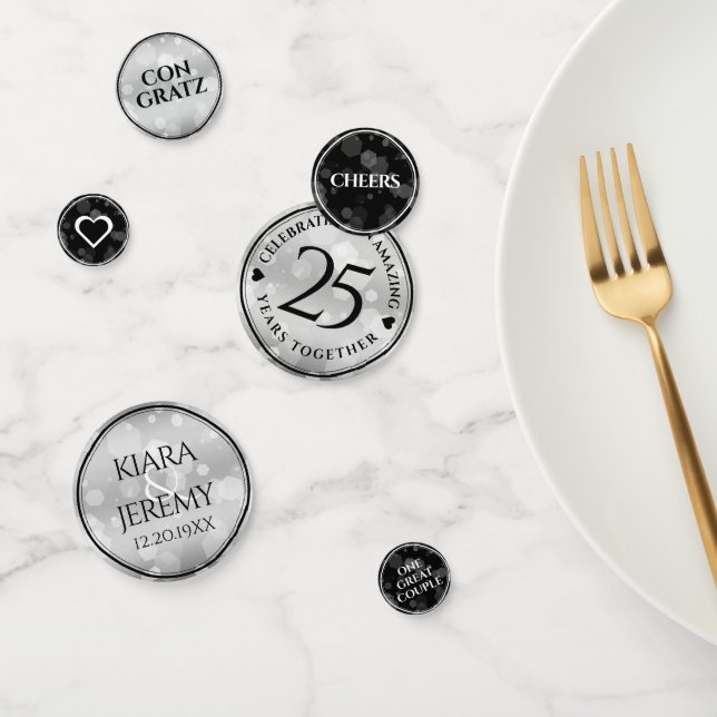 Elegant 25. Silberhochzeit Konfetti (Gruppe)