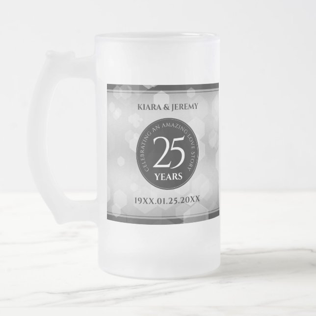 Elegant 25. Silberhochzeit Mattglas Bierglas (Links)