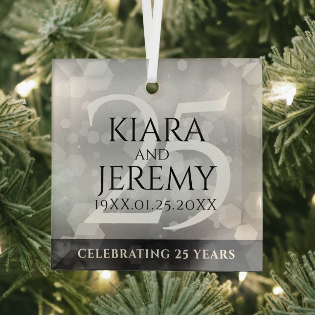 Elegant 25. Silberhochzeit Ornament Aus Glas (Insitu)