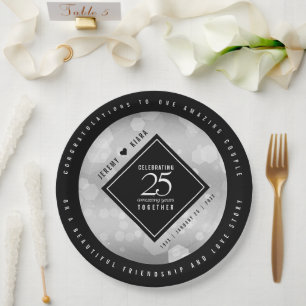 Elegant 25. Silberhochzeit Pappteller