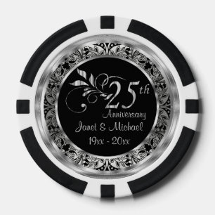 Elegant 25. Silberhochzeit Pokerchips