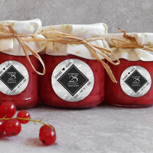 Elegant 25. Silberhochzeit Runder Aufkleber