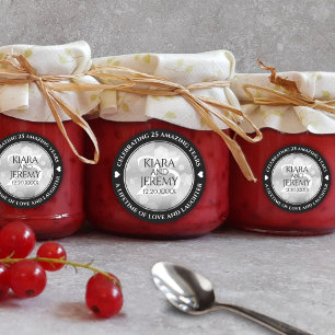 Elegant 25. Silberhochzeit Runder Aufkleber