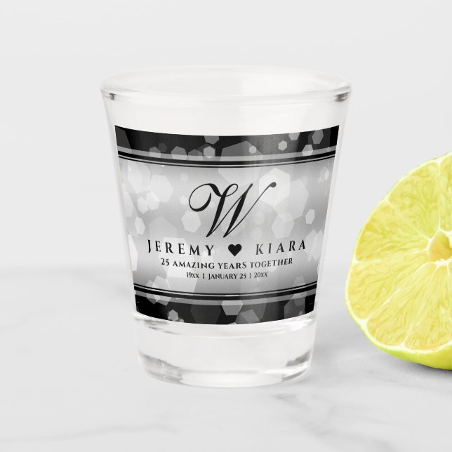 Elegant 25. Silberhochzeit Schnapsglas (Vorderseite)