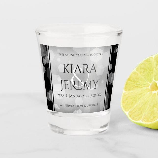 Elegant 25. Silberhochzeit Schnapsglas (Vorderseite)