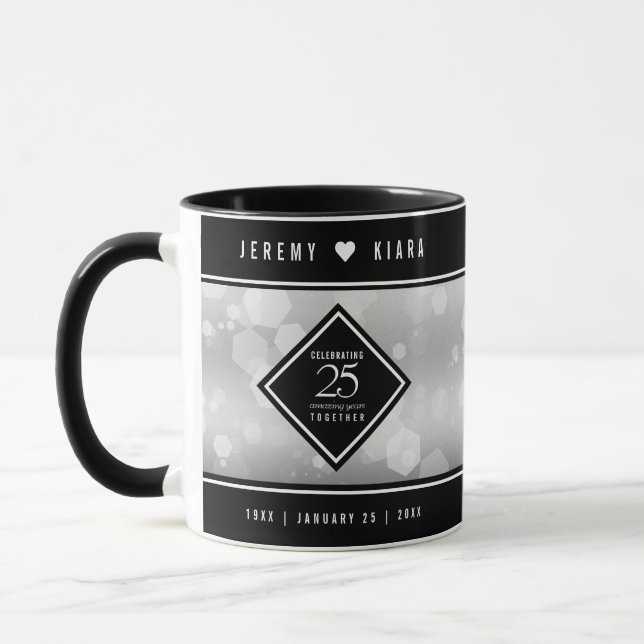 Elegant 25. Silberhochzeit Tasse (Links)