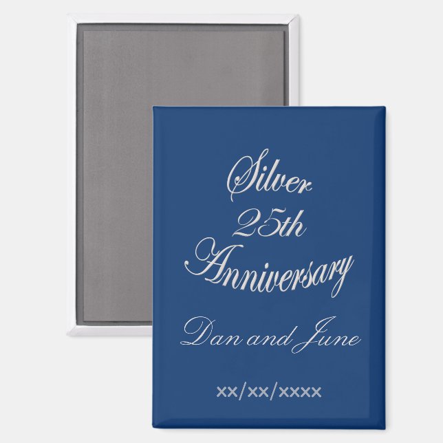 Elegant 25. silbernes Hochzeitspersonal  Magnet (Vorderseite/Rückseite)