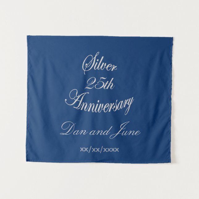 Elegant 25. silbernes Hochzeitspersonal  Wandteppich (Vorderseite (Horizontal))