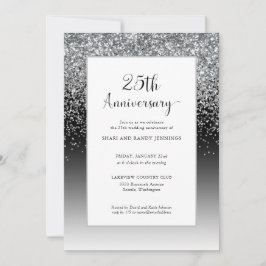 Elegant 25. Silver Sparkle Hochzeitstag Einladung