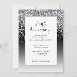 Elegant 25. Silver Sparkle Hochzeitstag Einladung