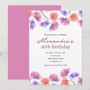 Elegant 26. Geburtstagseinladungen Floral Chic Pin Einladung
