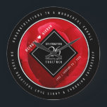 Elegant 26th Rose Wedding Anniversary Celebration Große Wanduhr<br><div class="desc">Celebrate the 26th rose wedding anniversary and a love that stands the test of time with this commemorative clock! Elegant white lettering on a romantic red rose background add a memorable touch for this special occasion and extraordinary milestone. Customize with the couple's names, years of marriage, and congratulatory messages. Design...</div>