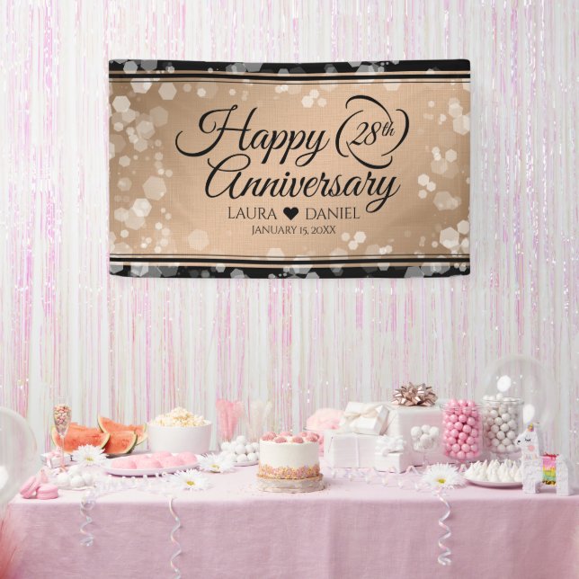 Elegant 28. Linen Hochzeitstag Feier Banner (Party)