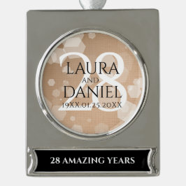 Elegant 28. Linen Hochzeitstag Feier Banner-Ornament Silber