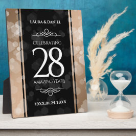 Elegant 28. Linen Hochzeitstag Feier Fotoplatte