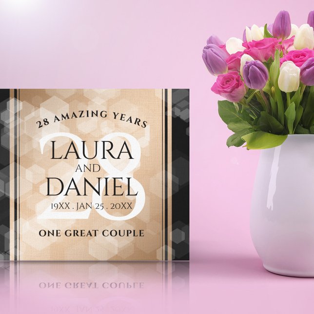 Elegant 28. Linen Hochzeitstag Feier Leinwanddruck (Von Creator hochgeladen)