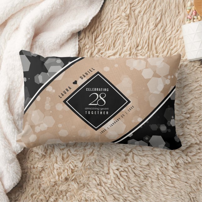 Elegant 28. Linen Hochzeitstag Feier Lendenkissen (Decke)