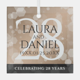 Elegant 28. Linen Hochzeitstag Feier Ornament Aus Glas