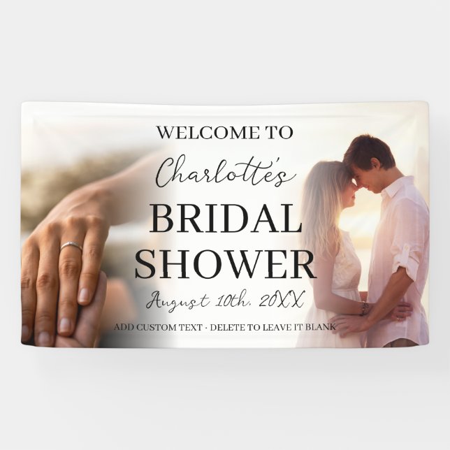 Elegant 2 Foto Collage Brautparty Banner (Horizontal)