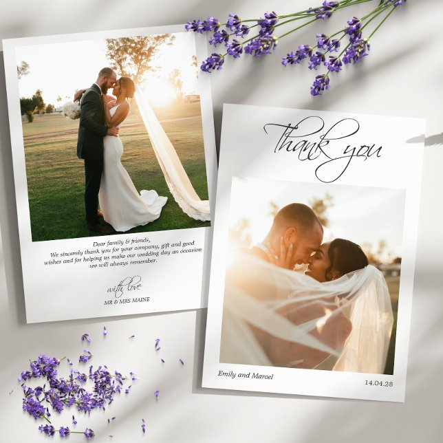 Elegant 2 Foto Kalligraphie Danke für die Hochzeit (Von Creator hochgeladen)