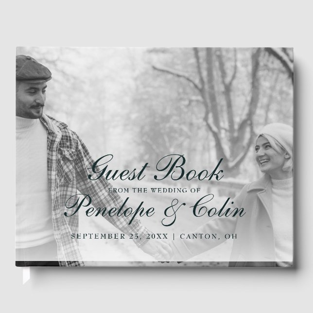 Elegant 2 Foto Library Book Wedding Guest Book Gästebuch (Vorderseite)