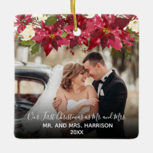 Elegant 2 Foto von Floral Our First Christmas Mr.  Keramikornament