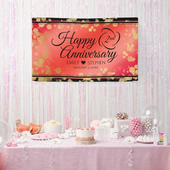 Elegant 2. Garnet Hochzeitstag Banner (Party)