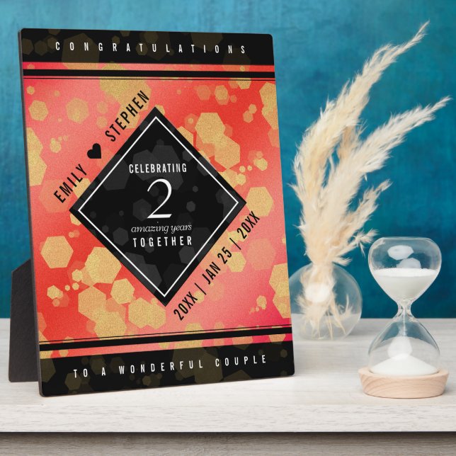 Elegant 2. Garnet Hochzeitstag Fotoplatte (Seite)