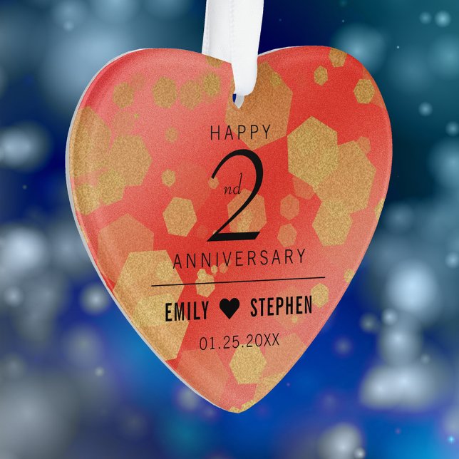 Elegant 2. Garnet Hochzeitstag Ornament (Elegant 2nd Garnet Wedding Anniversary Acrylic Ornament Cover Photo.)
