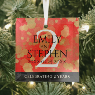 Elegant 2. Garnet Hochzeitstag Ornament Aus Glas