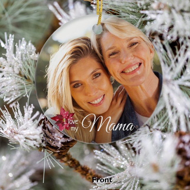 Elegant 2 Photo Mother from Daughter Christmas Keramik Ornament (Front)