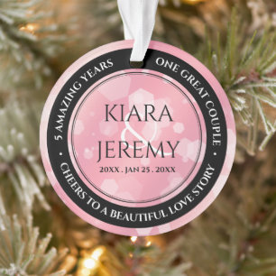 Elegant 2nd 5th Rose Quartz Wedding Anniversary Ornament