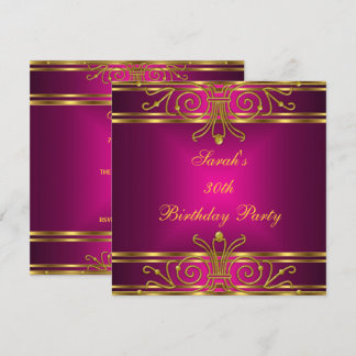 Elegant 30. Geburtstag Fuchsia Pink Gold Einladung