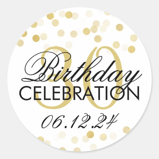 Elegant 30. Geburtstag Gold Foil Glitzer Lights Runder Aufkleber (Vorderseite)