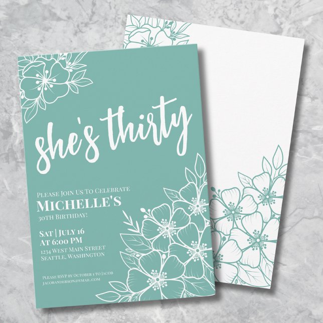 Elegant 30. Geburtstag Party Einladung (Elegant Thirty Turquoise Teal 30th Birthday Party Invitation)