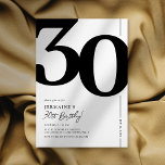 Elegant 30. Geburtstagsfeier Party Einladung<br><div class="desc">Klassische Schwarz-Weiß-Party Einladungen zum 30. Geburtstag mit der Nummer '30' in einem großen Serif-Schriftart und einer modernen Einladungs-Vorlage,  die leicht zu personalisieren ist.</div>