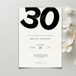 Elegant 30th Birthday Invitation - Minimal Style Einladung