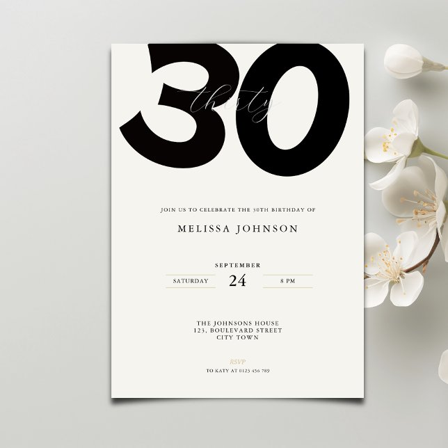 Elegant 30th Birthday Invitation - Minimal Style Einladung (Von Creator hochgeladen)