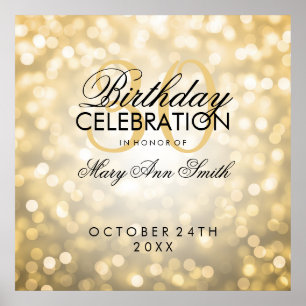 Elegant 30th Birthday Party Glitter Lights Gold Poster