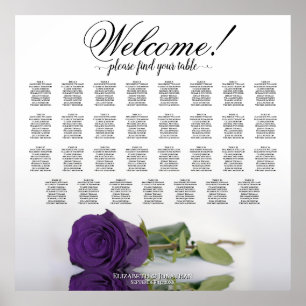 Elegant 31 Table Royal Lila Rose Seating Chart Poster