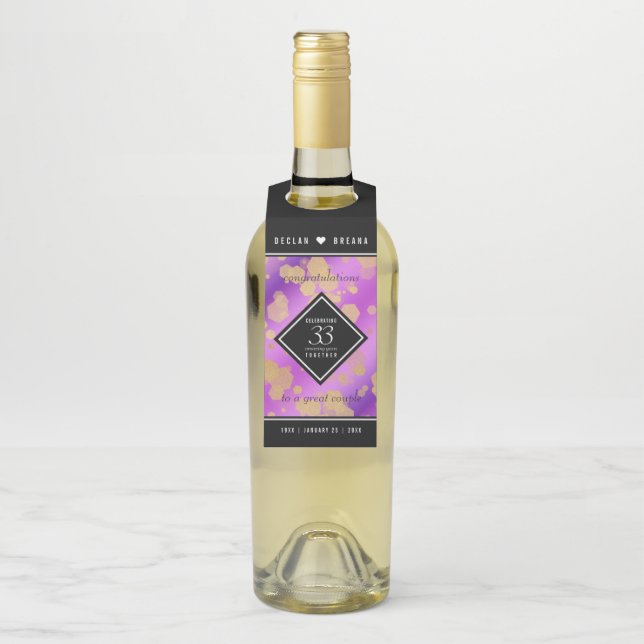 Elegant 33. Geburtstag von Amethyst Flaschenanhänger (Auf Flasche)