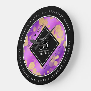 Elegant 33. Geburtstag von Amethyst Große Wanduhr